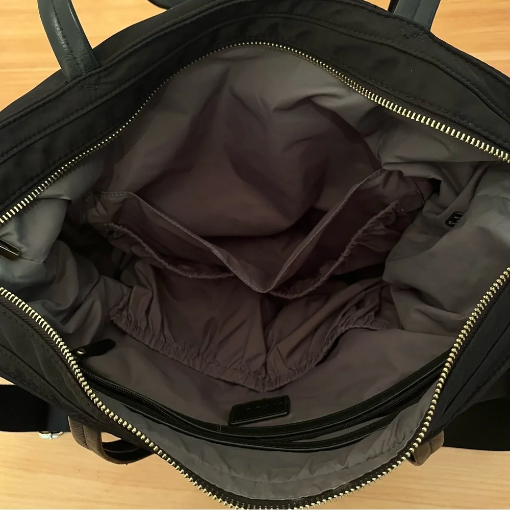 MILLY Luxe Diaper Bag Black Nylon w/ Leather Trim with Changing Pad - MSRP $350